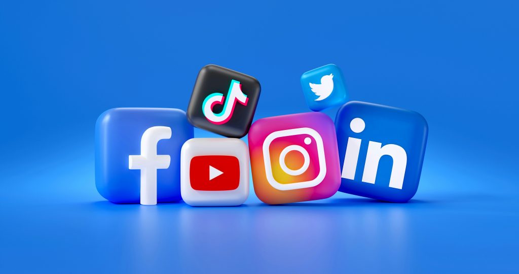 Image of 3D rendering of social media brand logos to depict how companies are creating successful social commerce brands.